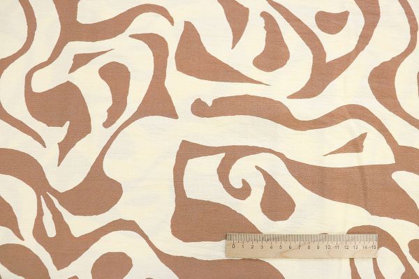 Лен БОХО принт/молочно-коричневый 3857-PY/D#12/C#1