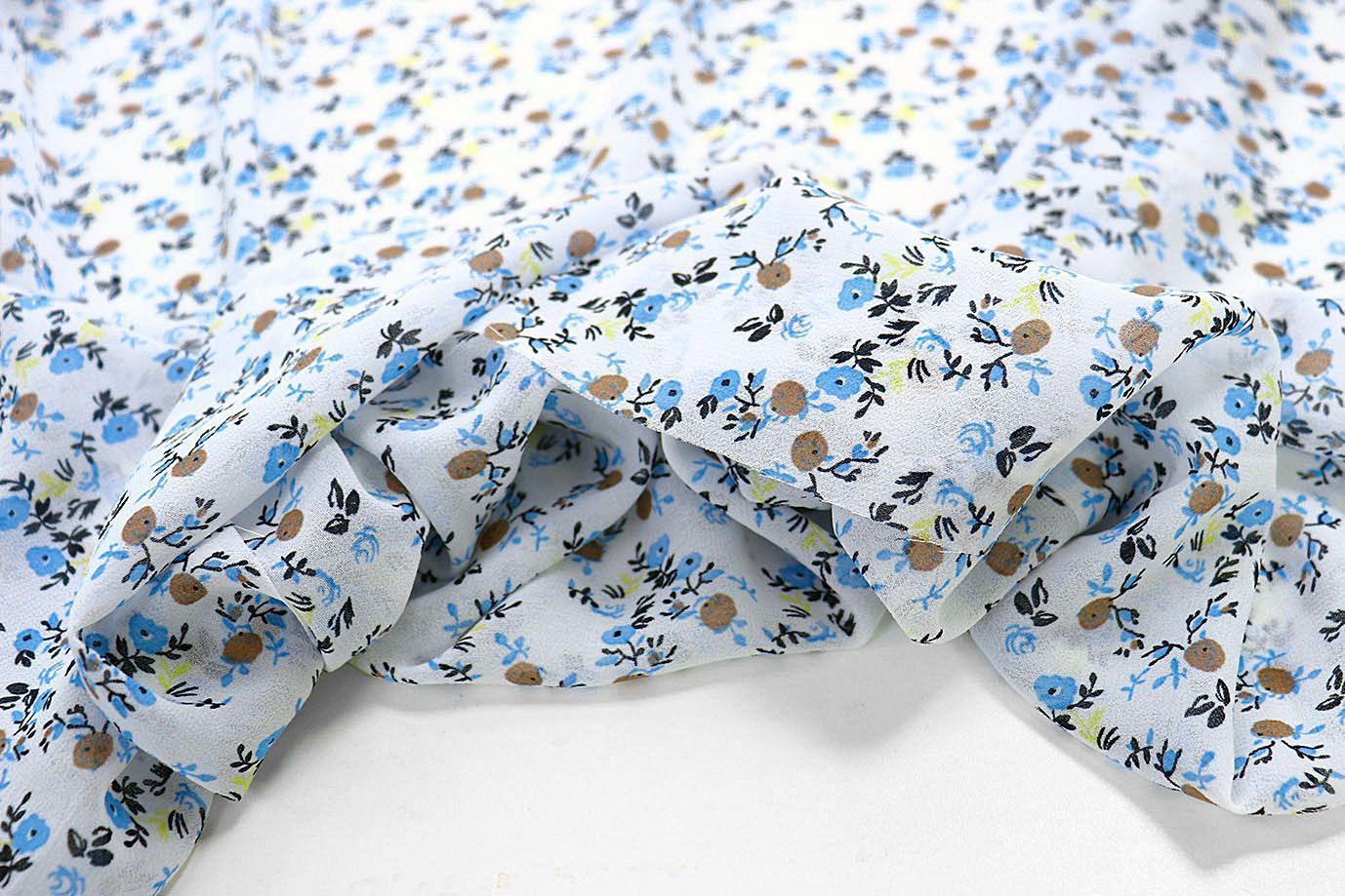 Шифон принт/цветы на белом 3926-PY/D#2/C#1