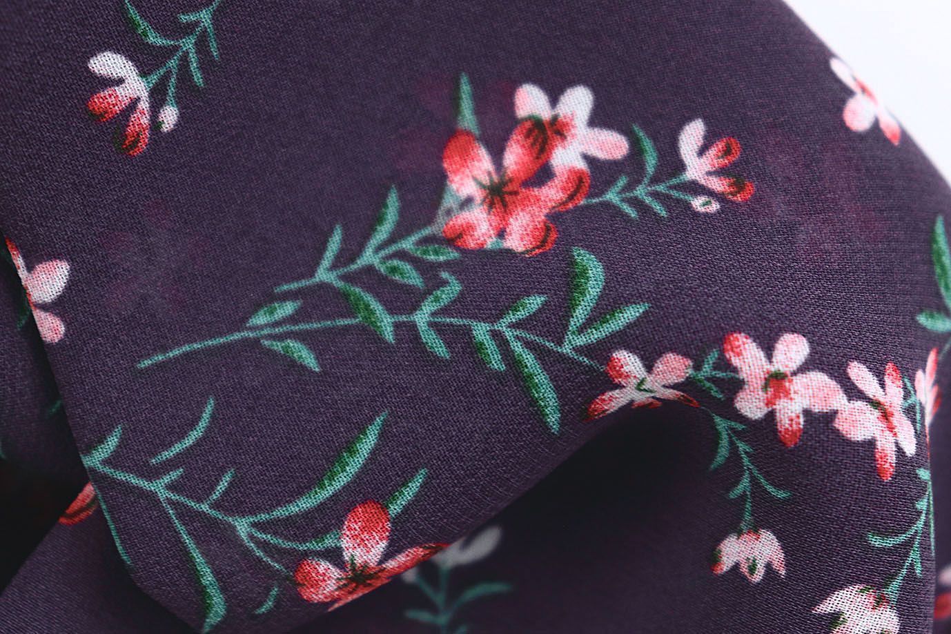 Шифон принт/цветы коралловые на фиолетовом 3707-PY/D#20/C#3