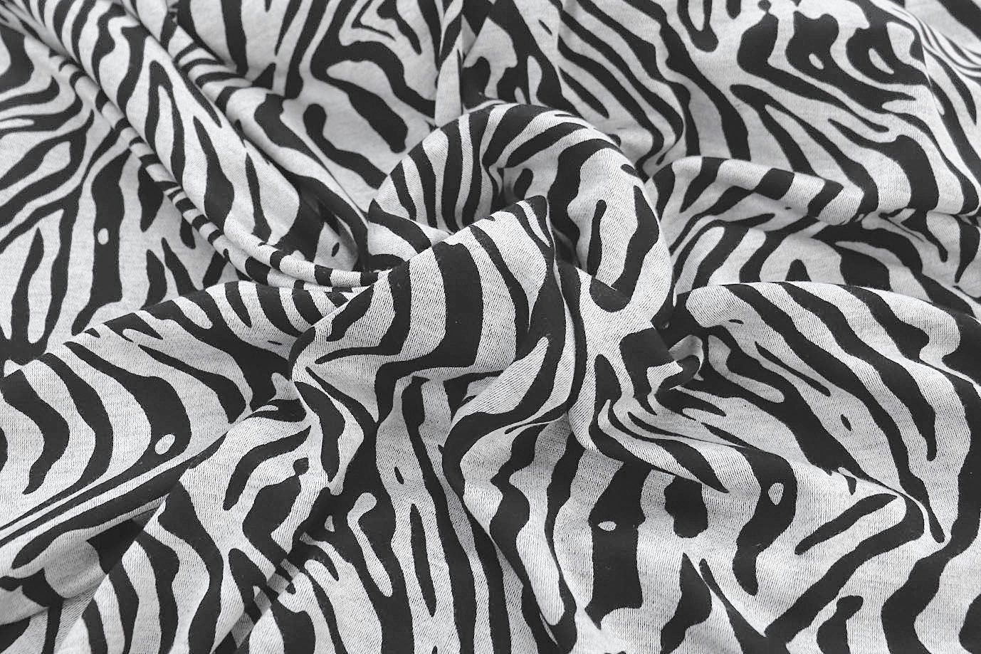 Трикотаж "Модал" Милано принт/зебра черно-серая VT-11690/D#1/C#1