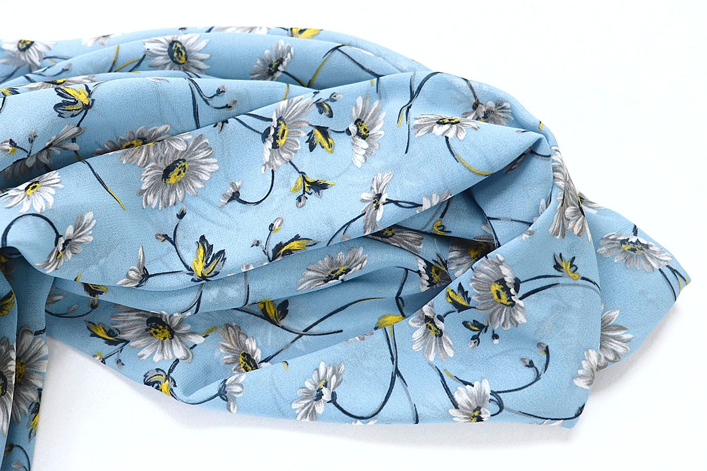 Шифон принт/цветы серо-розовые на светло-синем 3707-PY/D#56/C#5