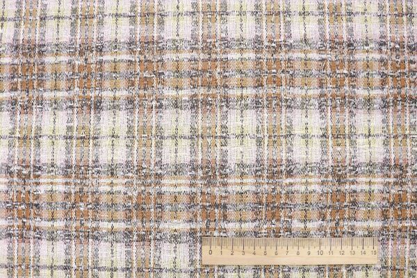 Трикотаж жаккард принт/клетка бежево-белый 3257-22-PY/D#11/C#4