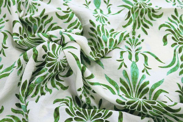 Лен N/R принт/зеленый на белом 3891-PY/D#1/C#2