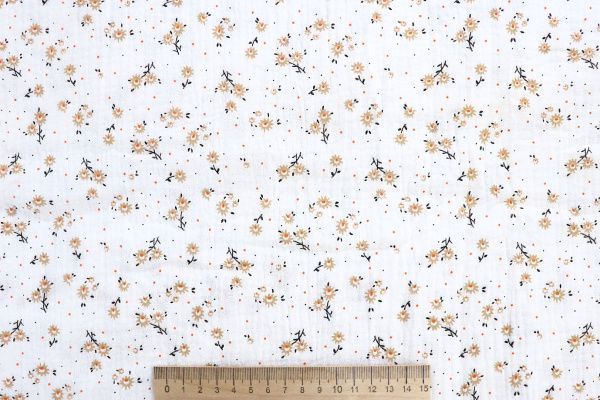 Муслин принт/цветы бежевые на белом 1393-PY/D#6/C#1