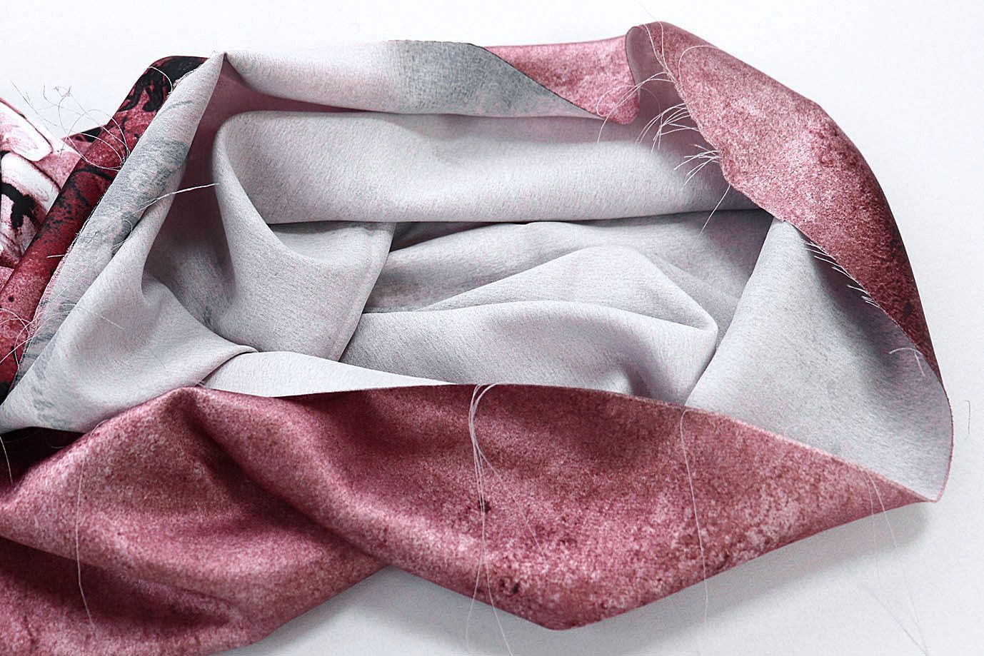 Шелк принт/цветы черно-белые на розовом 3881-PY/D#4/C#5