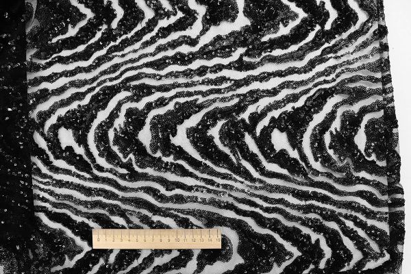 Сетка с вышивкой пайетками/черный 2374-PY/C#1