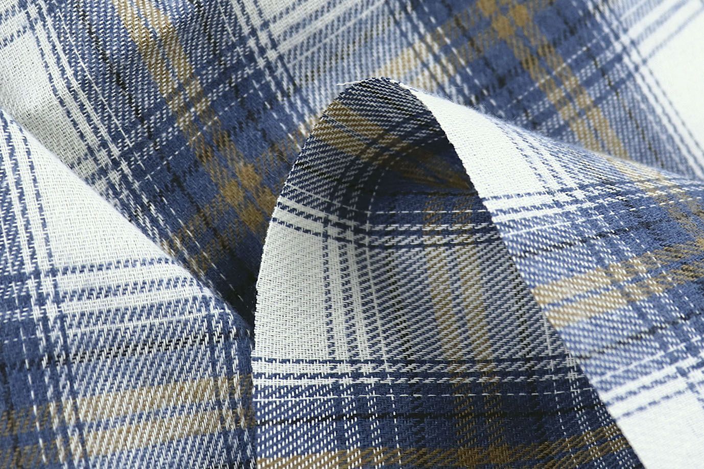 Рубашечная ткань принт/клетка сине-желтая на белом 1418-PY/D#3/C#1