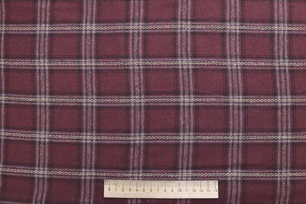 Рубашечная ткань/клетка бежево-черная на бордовом AP6032313/D#1681-6323/C#F800-674-1
