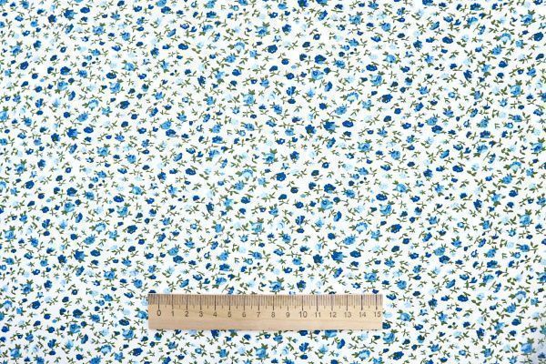 Шифон принт/цветы сине-голубые на белом 3873-PY/D#4/C#1