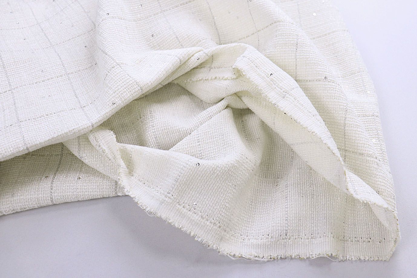 Костюмная ткань "Шанель" с пайетками/молочный AP50613/D#1361-8136/C#1