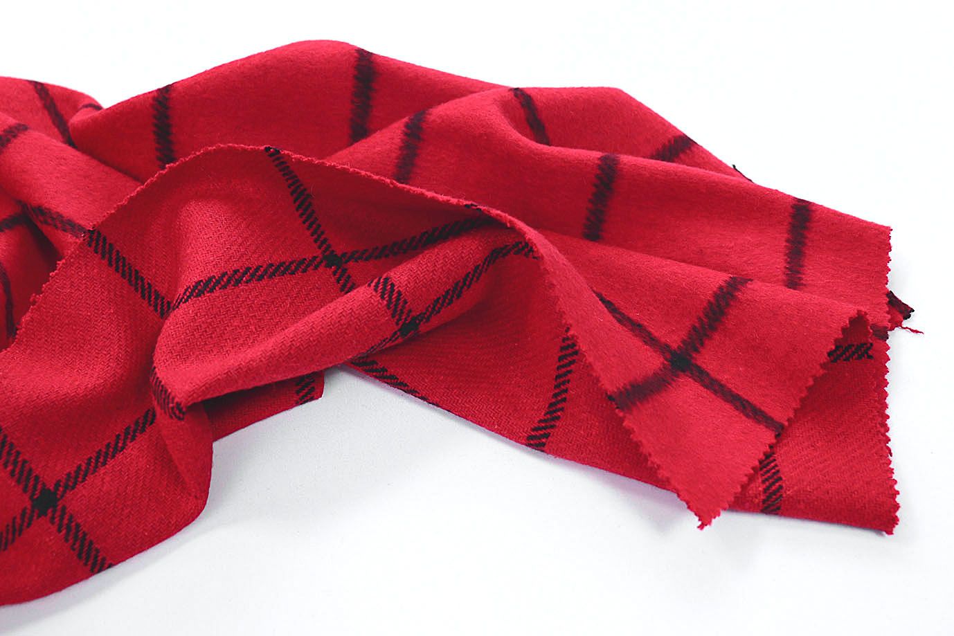 Пальтовая ткань принт/клетка черная на красном AP211001088/D#908-2104/C#5