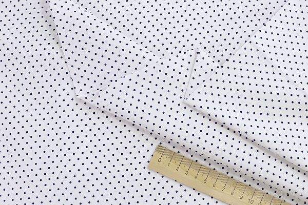 Хлопок "Поплин" стрейч принт/горох черный на белом 3716-PY/D#2/C#1