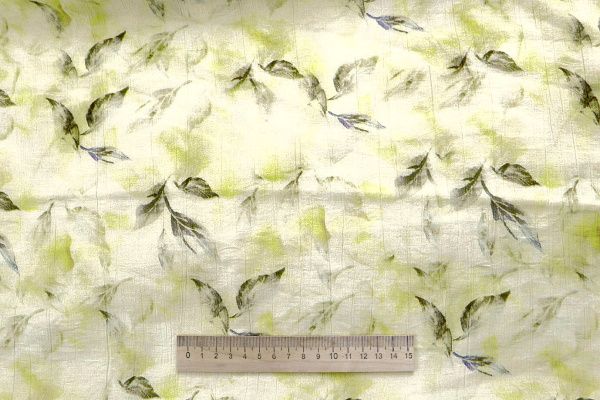 Вуаль "Медея" принт/цветы лимонно-коричневые на молочном 12521/D#1/C#1