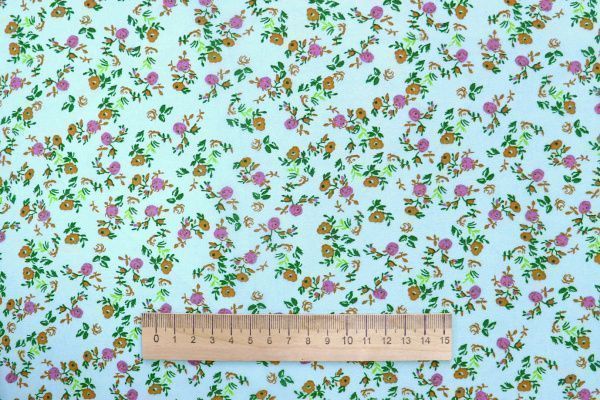 Шифон принт/цветы на голубом 3926-PY/D#2/C#3