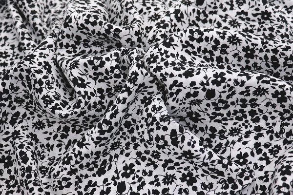 Штапель принт/цветы черные на белом 3198-PY/D#4/C#4