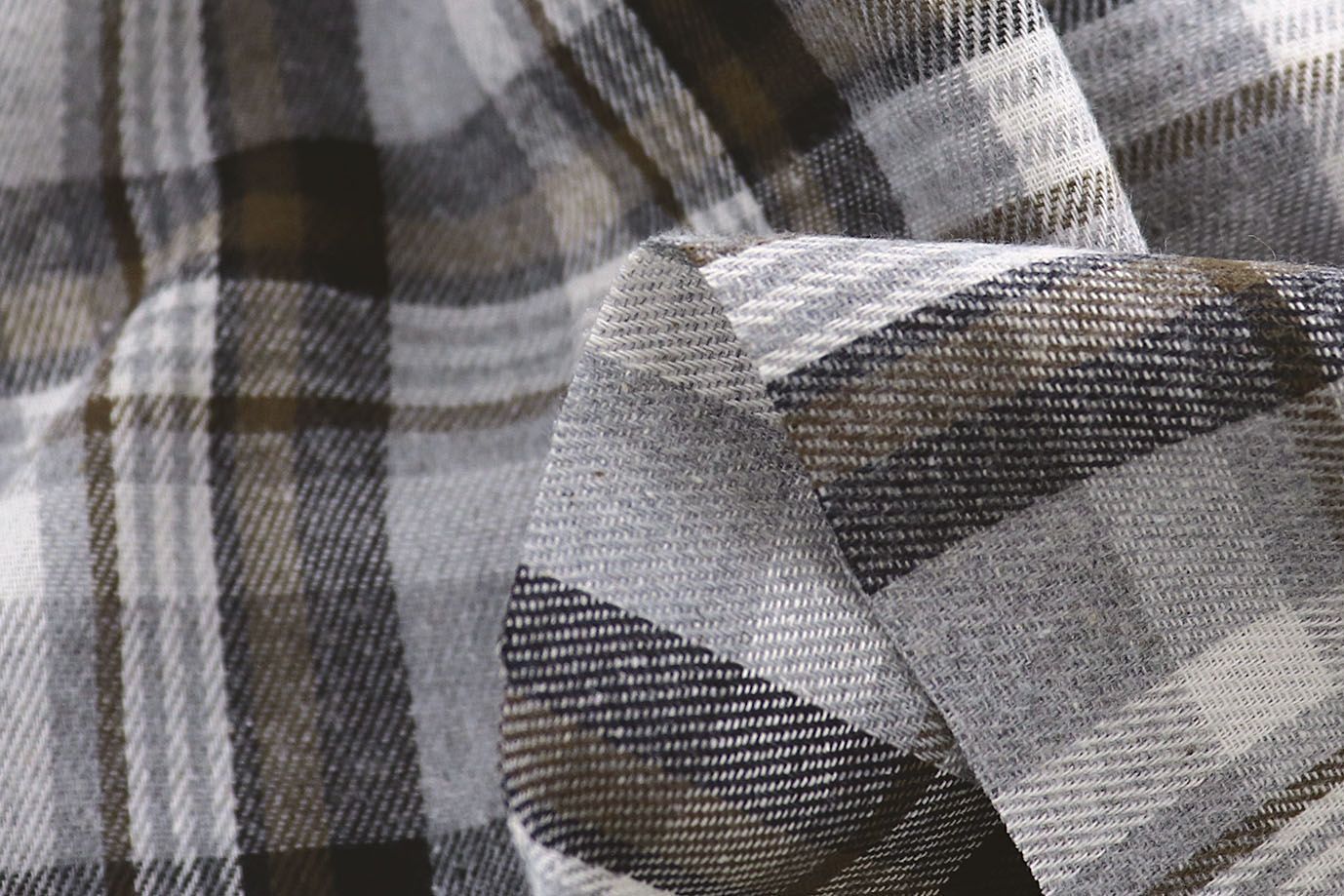 Рубашечная ткань принт/клетка коричневая на светло-сером 1418-PY/D#1/C#1