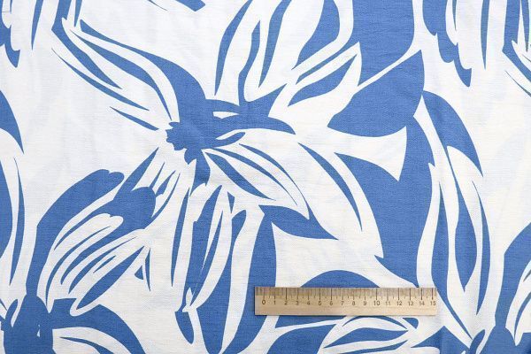 Лен БОХО принт/сине-белый 3879-PY/D#2/C#2