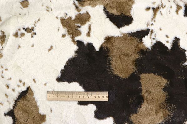 Искусственный мех "Каракуль"/пятна черно-коричневые на молочном AP50518/D#1240-5HT0004N