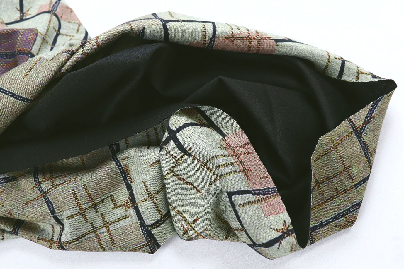 Трикотаж "Модал" принт/черно-бежевый на мятном 1419-PY/D#4/C#1