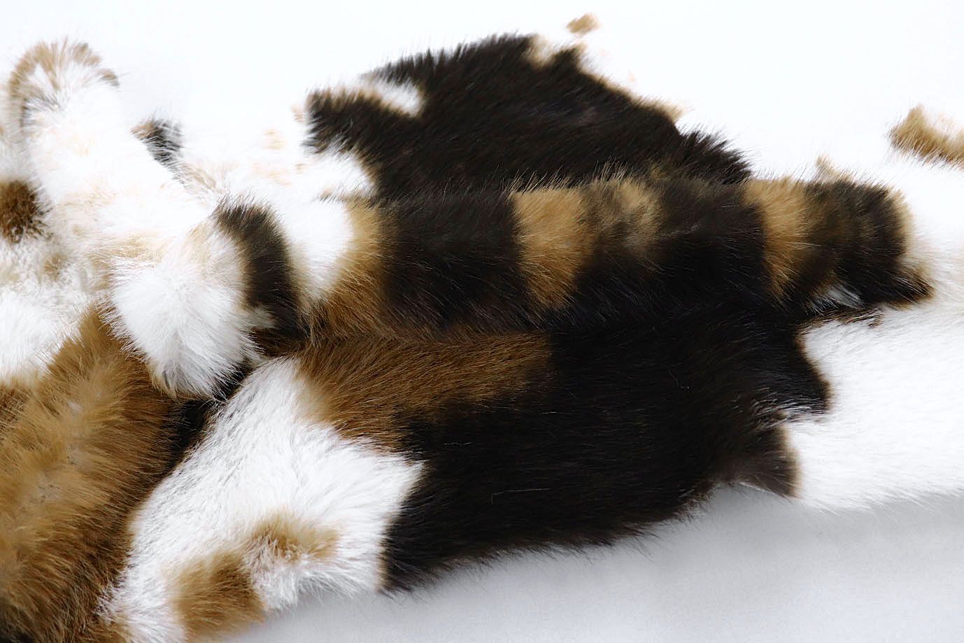 Искусственный мех "Песец" принт/пятна черно-коричневые на белом AP50619/D#289-6202/C#E