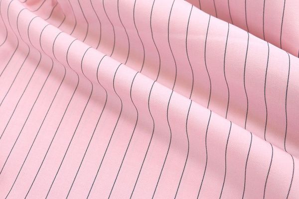 Костюмная ткань принт/полоска черная на розовом 3963-PY/C#3