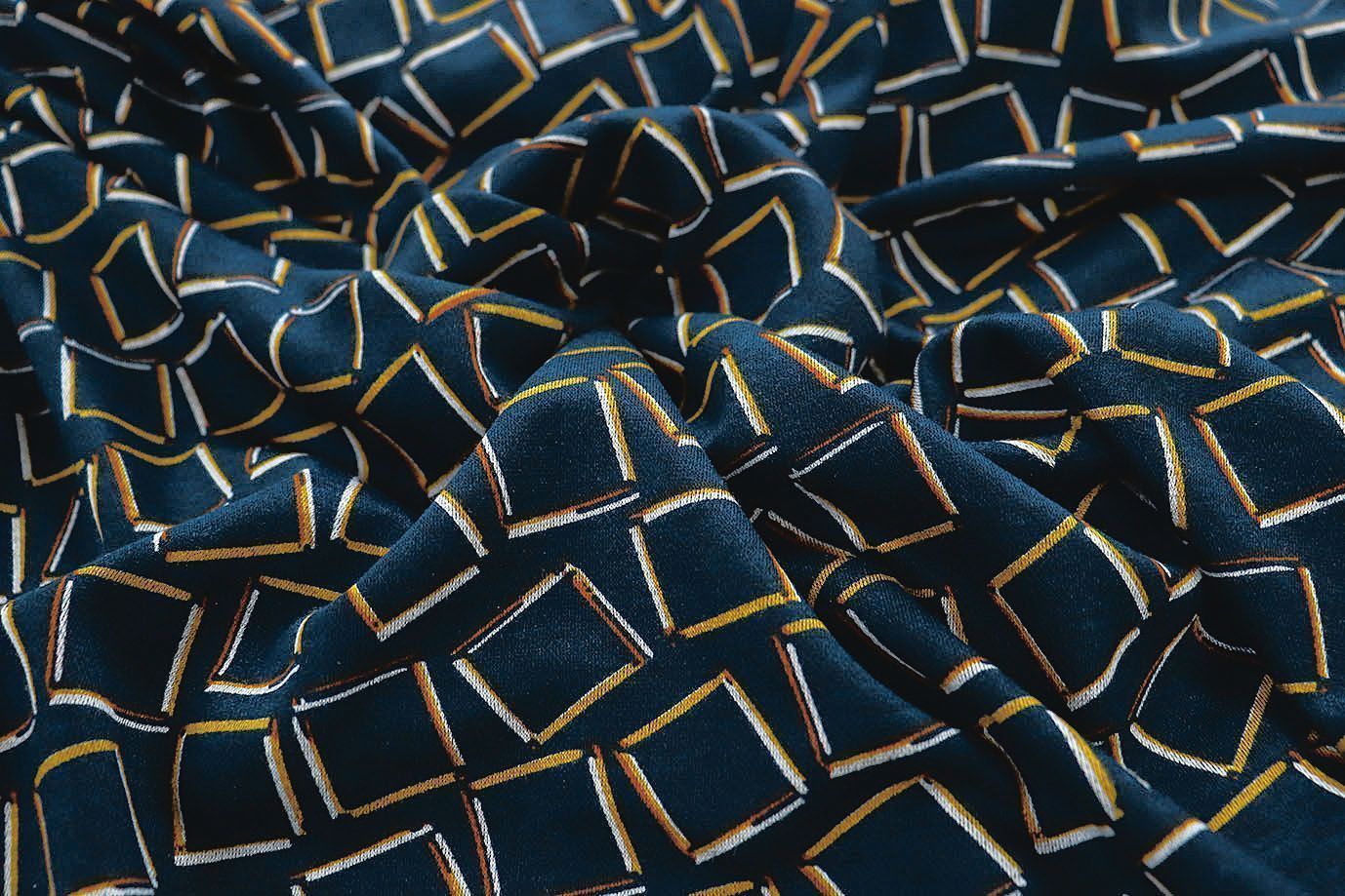 Трикотаж "Модал" принт/квадраты на синем 3599-PY/D#1/C#1
