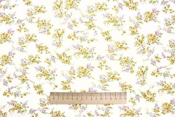 Шифон принт/цветы желто-сиреневые на молочном 3926-PY/D#1/C#1