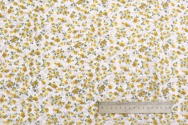 Шифон принт/цветы желтые на молочном 4247-PY/D#4/C#2