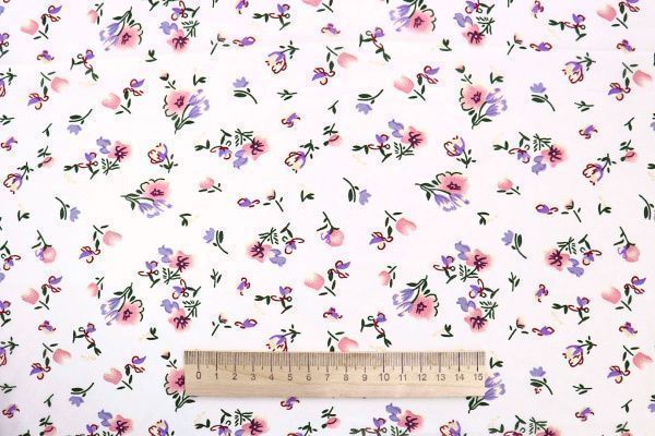 Шифон принт/цветы фиолетово-розовые на белом 3926-PY/D#4/C#1