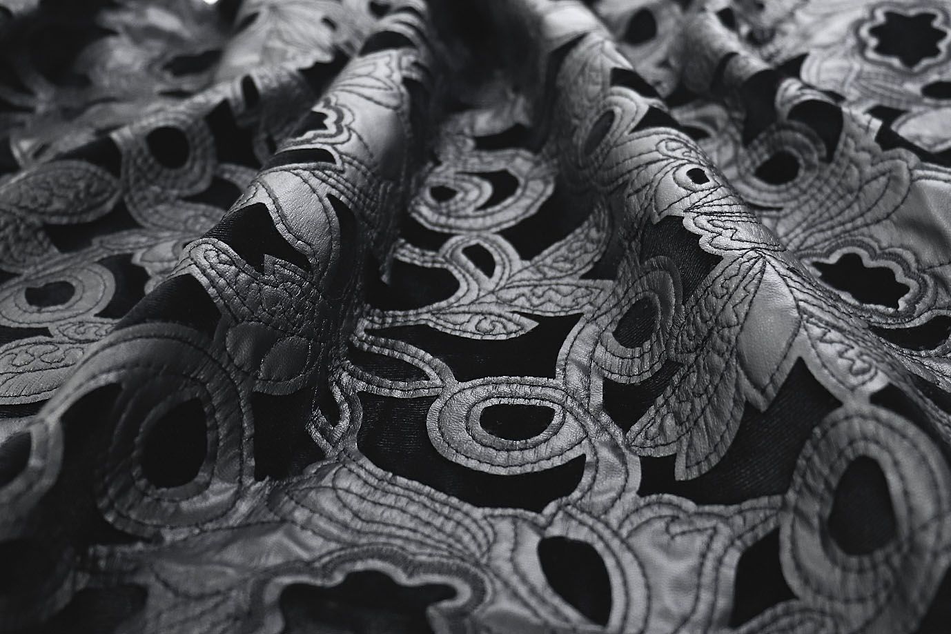 Велюр с вышивкой кожей/черный 3489-PY/D#1/C#Black