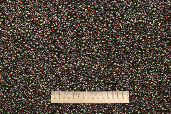 Шифон принт/цветы желто-красные на черном 3707-PY/D#23/C#1