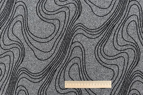 Трикотаж жаккард флок принт/черно-серый 3540-PY/D#1/C#1