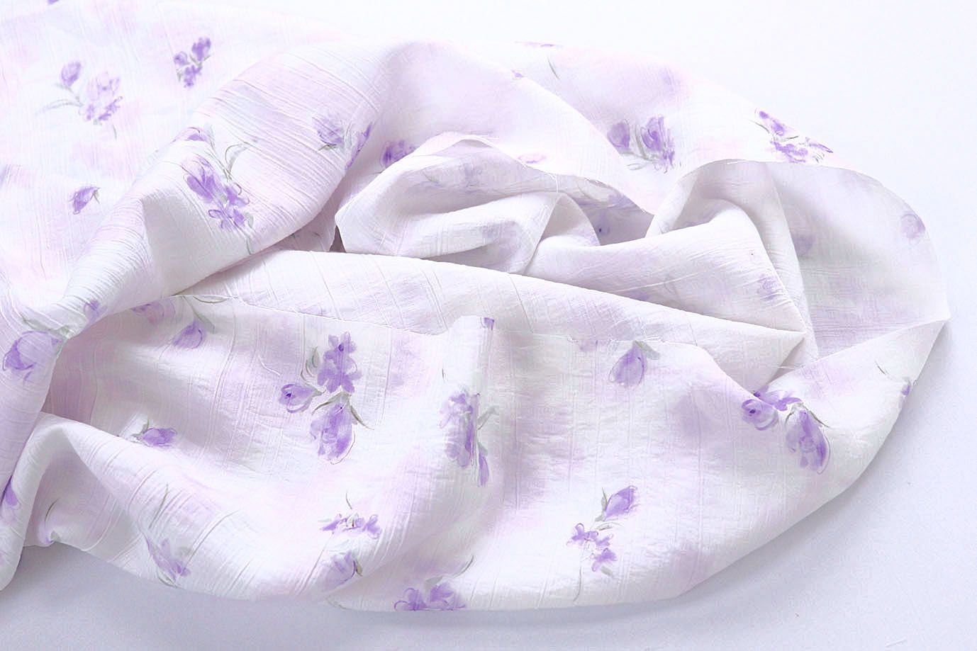 Лен "Медея" принт/цветы сиреневые на белом 4098-PY/D#4/C#4