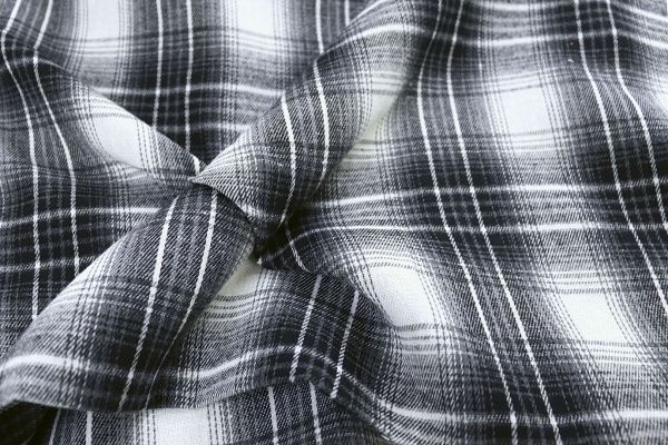 Рубашечная ткань принт/клетка черная на белом 1418-PY/D#6/C#1