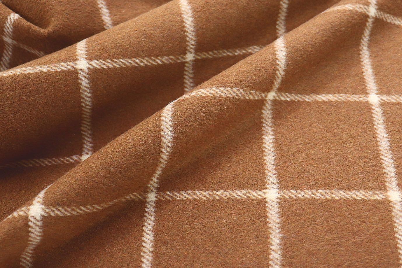 Пальтовая ткань принт/клетка белая на коричневом AP211001088/D#908-2104/C#3