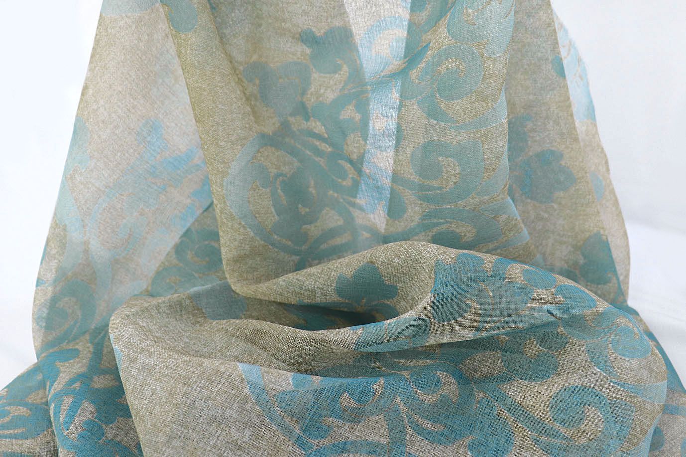 Тюль принт/узор мятный WBC23/C#12B