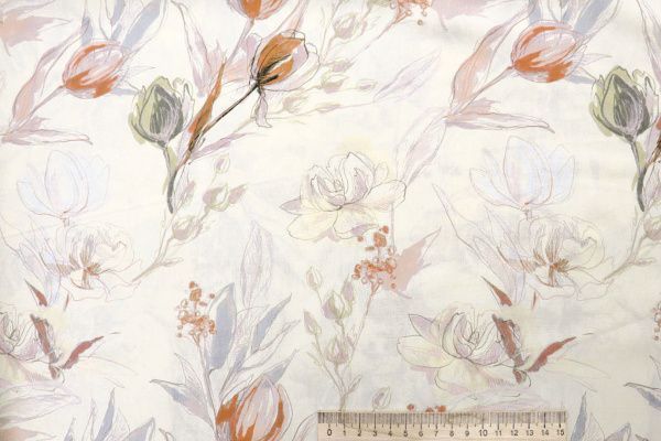 Штапель принт/кирпичный с бежевым на молочном 4105-PY/D#4/C#1