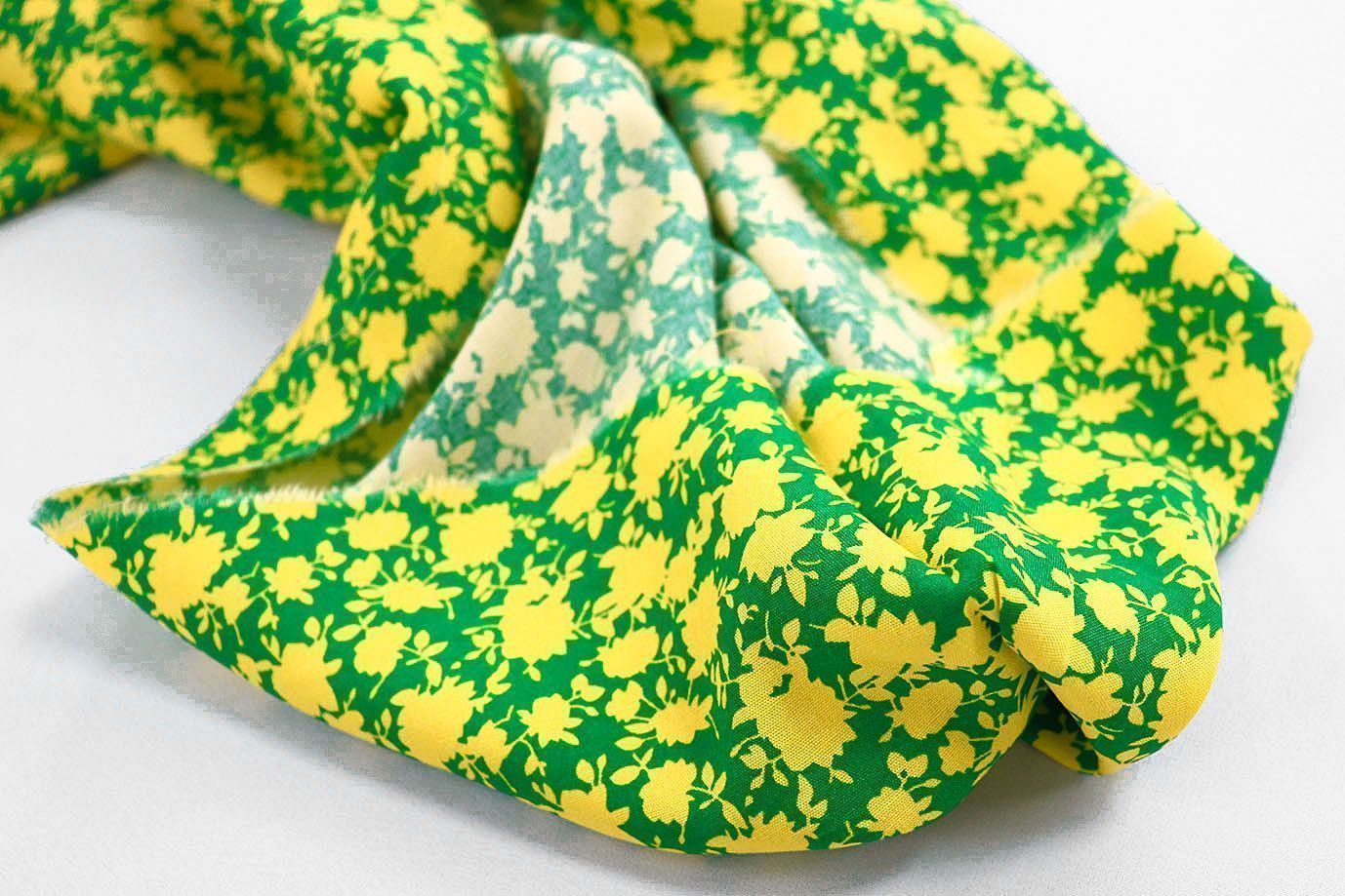 Штапель принт/цветы желтые на зеленом 1374-PY/D#23/C#5