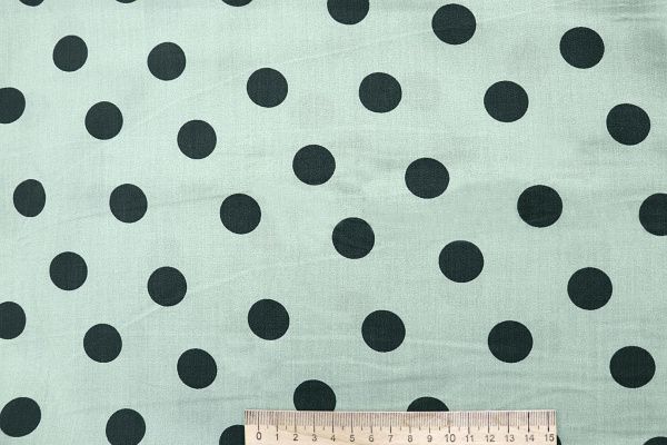 Штапель принт/горох темно-зеленый на мятном 4203-PY/D#8/C#1