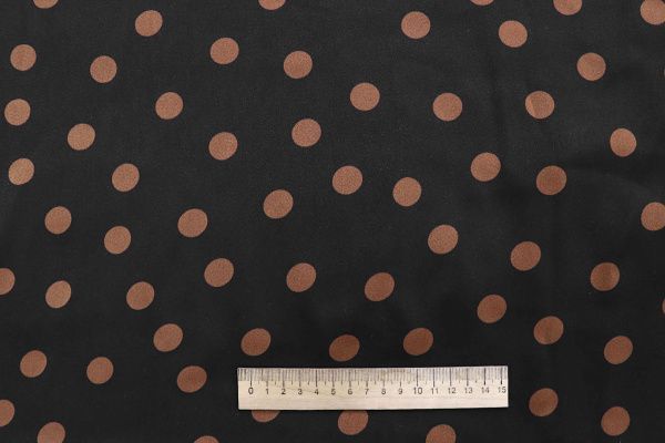 Сатин "Мадонна" стрейч принт/горох коричневый на черном 4034-PY/D#2/C#6