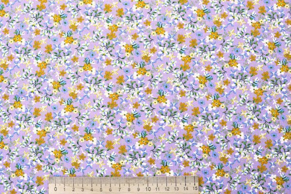 Штапель принт/цветы желто-белые на розовом 4203-PY/D#60/C#4