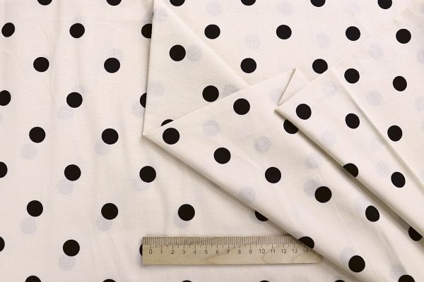 Хлопок "Поплин" стрейч принт/горох черный на светло-бежевом 4235-PY/D#1/C#2