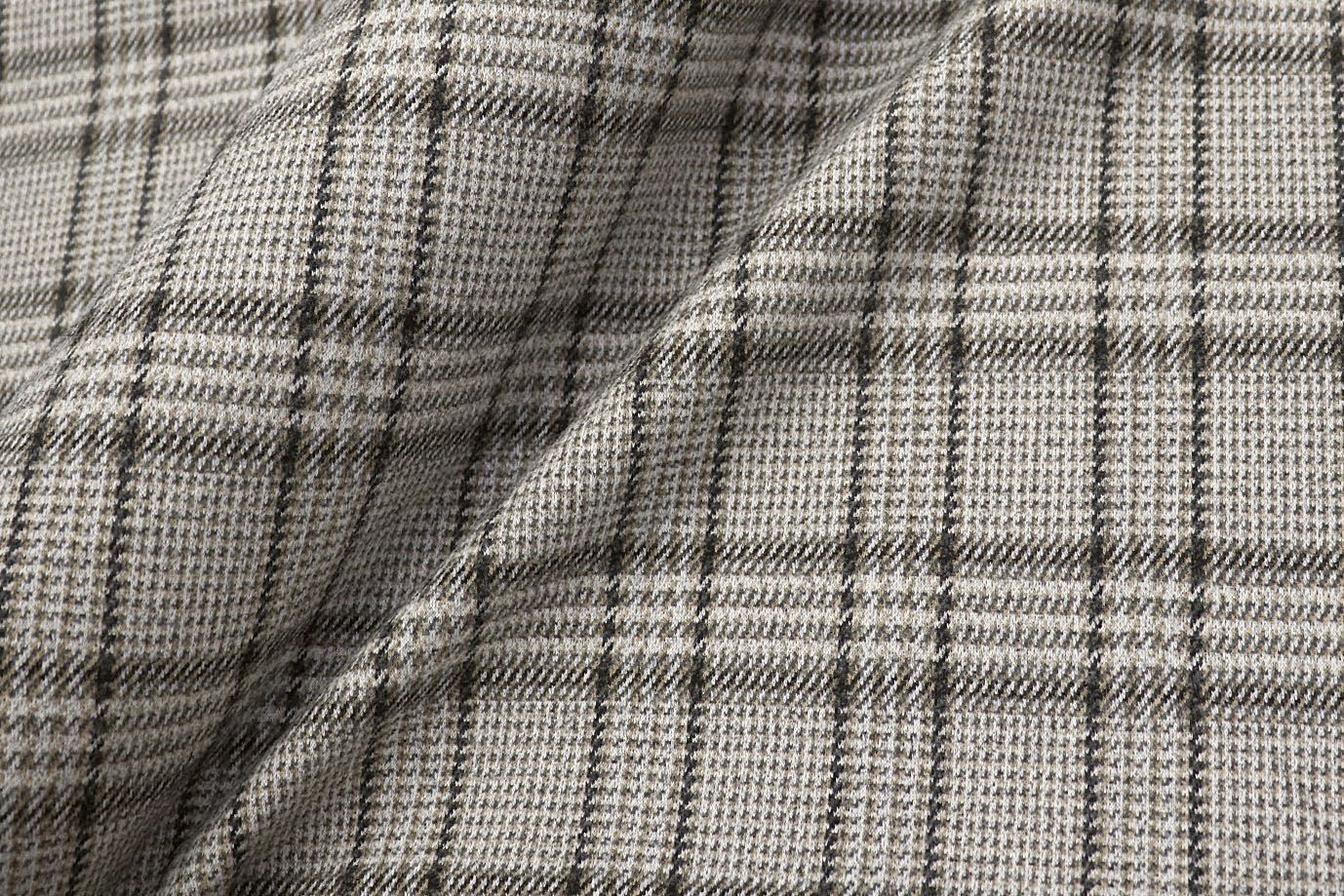 Трикотаж жаккард принт/клетка серо-бежевая 3098/D#2/C#1