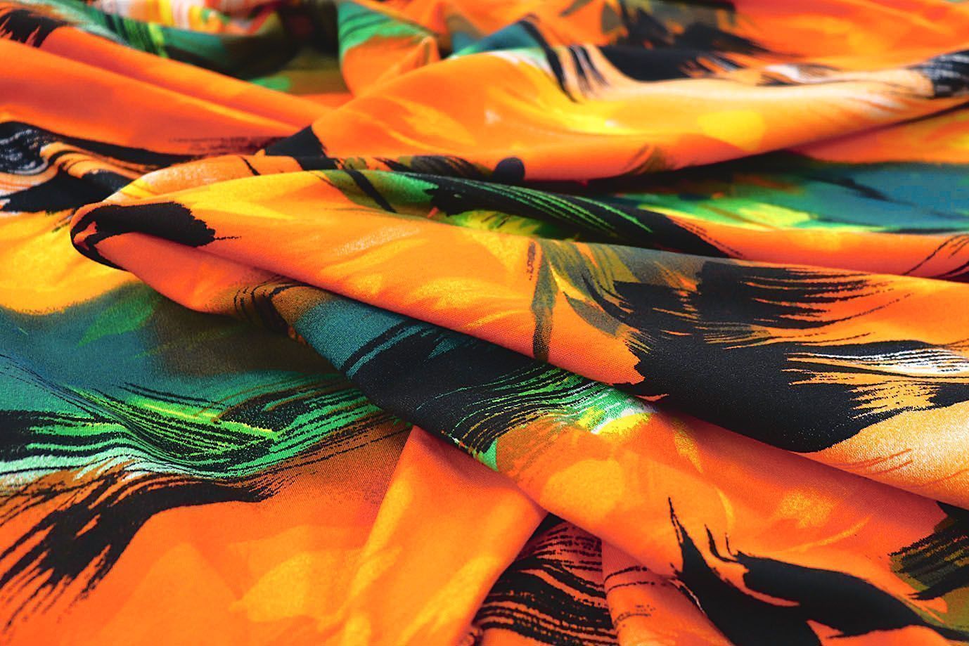 Трикотаж масло браш принт/оранжево-зеленый SSR-707A/D#17/C#1 (15881)