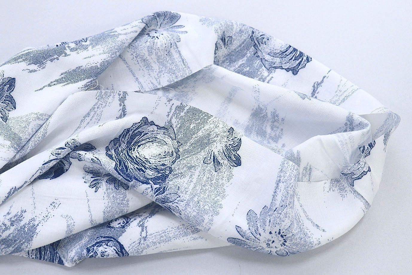 Штапель принт/цветы синие на белом 3861-PY/D#4/C#3