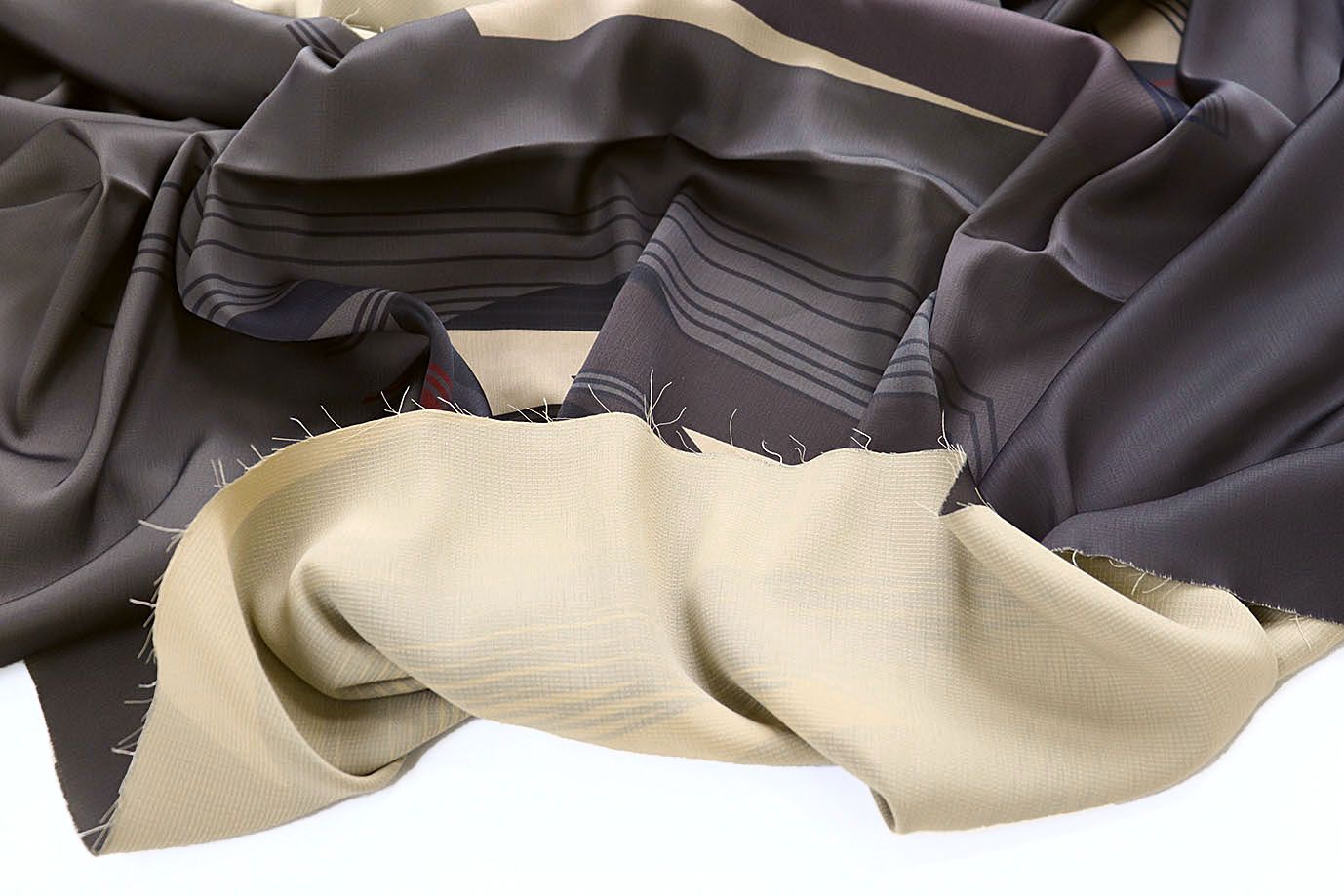 Шелк "Джулия" принт/полосы желто-красно-синие на сером 4026-PY/D#2/C#1