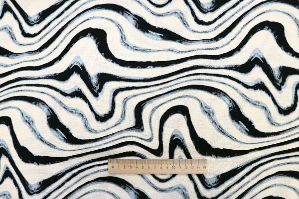 Лен принт/черно-голубой на молочном 3852-PY/D#4/C#2