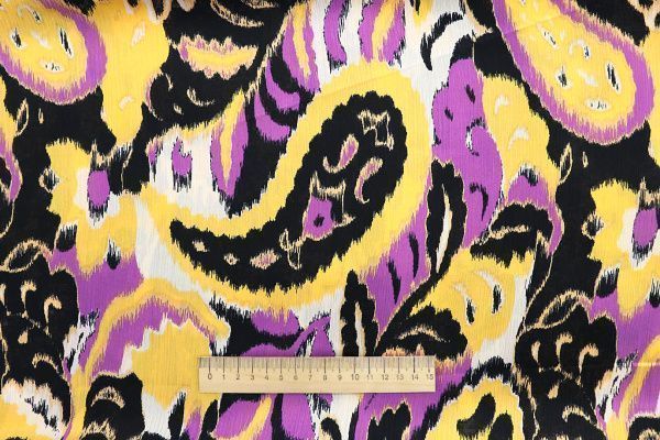 Сатин "София" креш принт/желто-фиолетовый 3608-PY/D#4/C#2