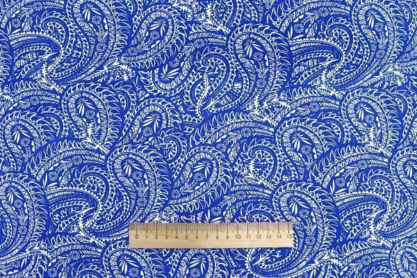 Штапель принт/узор белый на синем 1374-PY/D#26/C#6