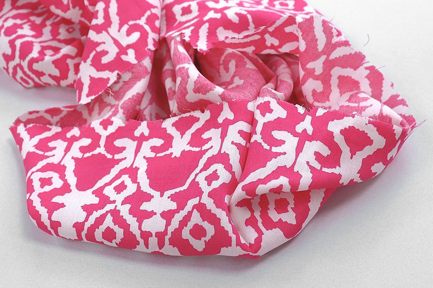 Штапель принт/узор белый на розовом 1374-PY/D#52/C#4